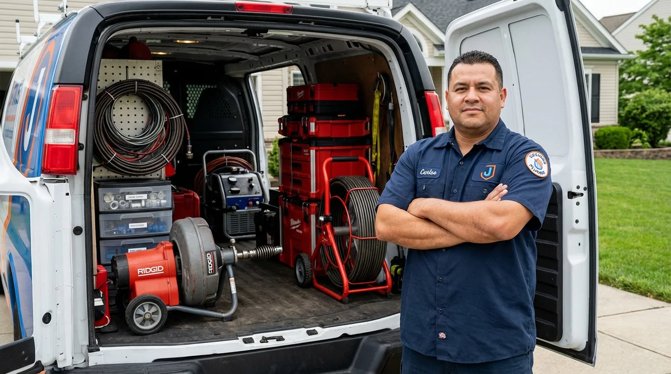 Professional drain cleaning equipment and Johns Plumbing LLC plumber in Ada