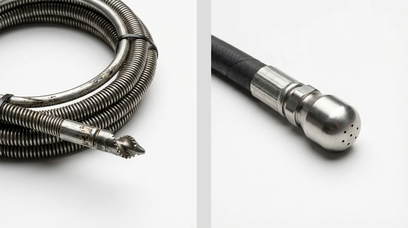 Drain snake cable and hydro jetting nozzle used for drain cleaning in Ada, MN