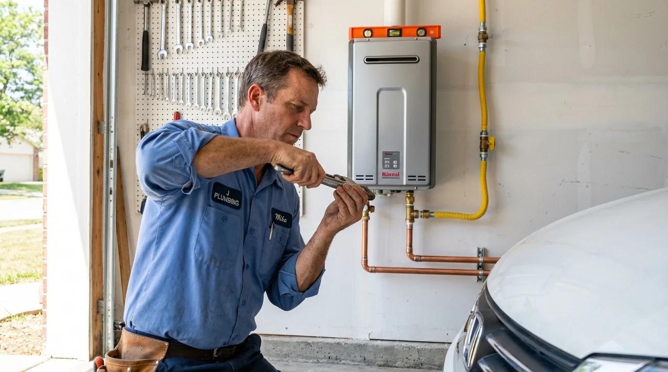 Tankless water heater installation by a Johns Plumbing LLC plumber in Ada
